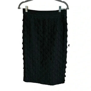 Salvatore Ferragamo Black Eyelet Scallop Pencil Skirt Size 42